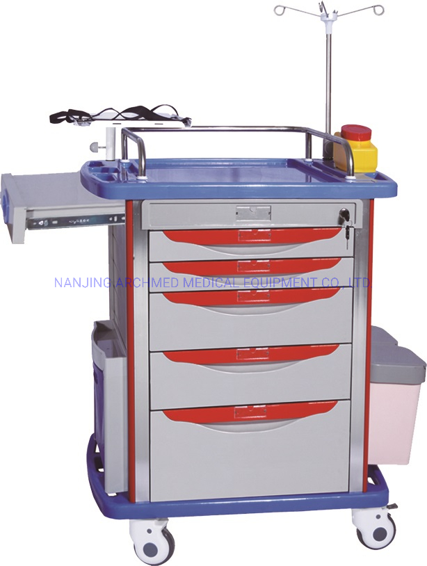 Medical Equipment Hospital Furniture Emergency Instrument Trolley Overbed Table Foot Step