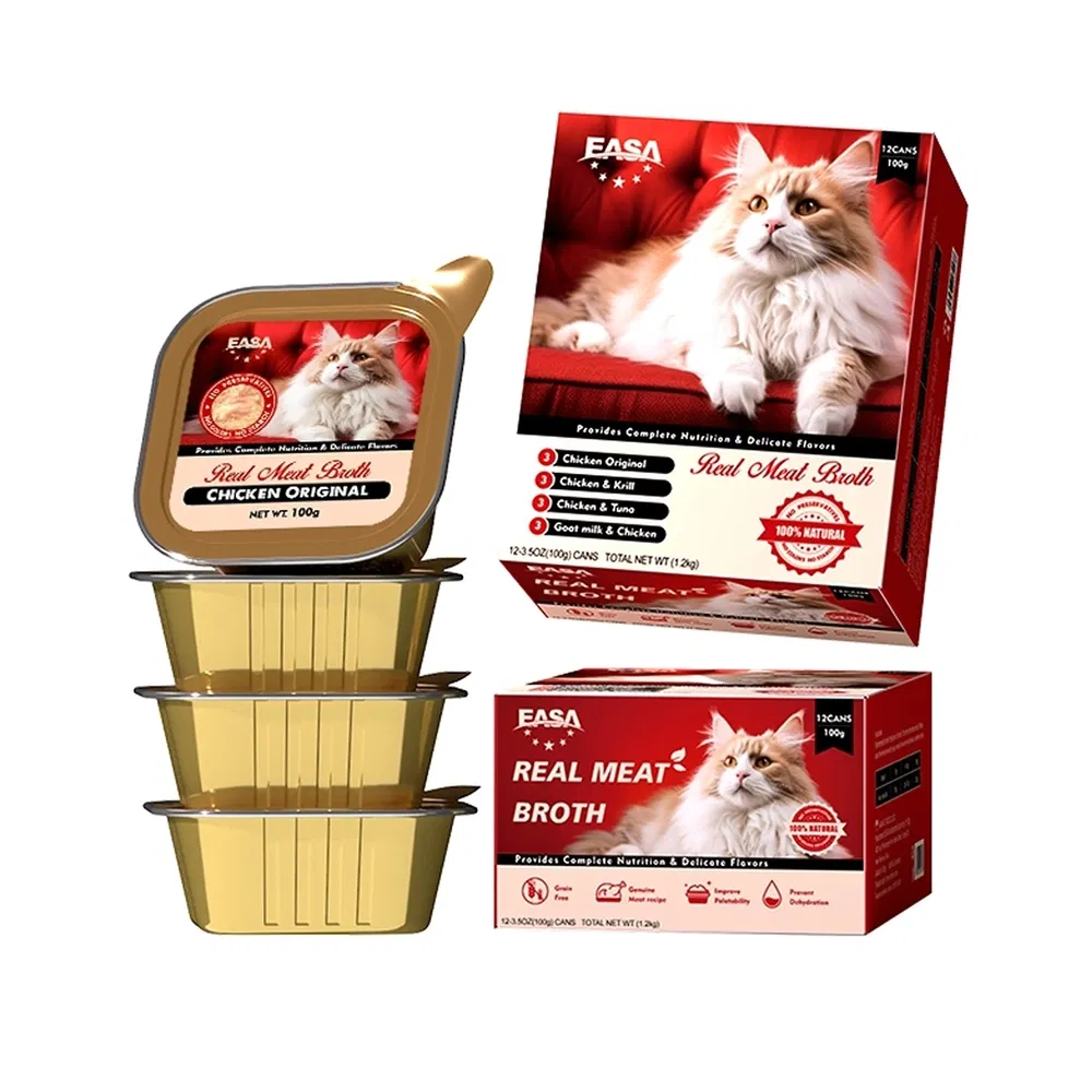Low-Temperature Slow Cooking 100g Chicken Meat Broth Canned Kittens Cat Food Wet