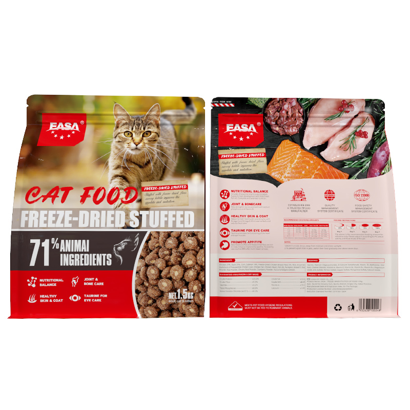 Dry Cat Staple Pet Food 1.5kg Manufacturer OEM&ODM High Protein Freeze Dried Savory Kibble Private Label