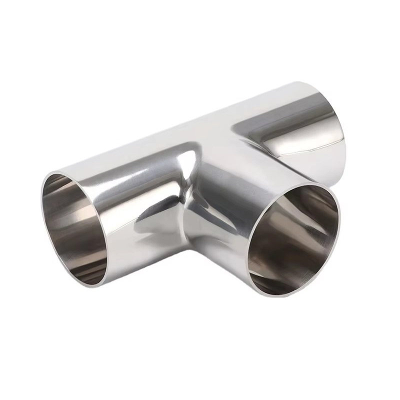 Stainless Steel 304 3 Way Joint Sanitary Mirror Polishing Food-Grade Welded Water Pipe Tee Joint