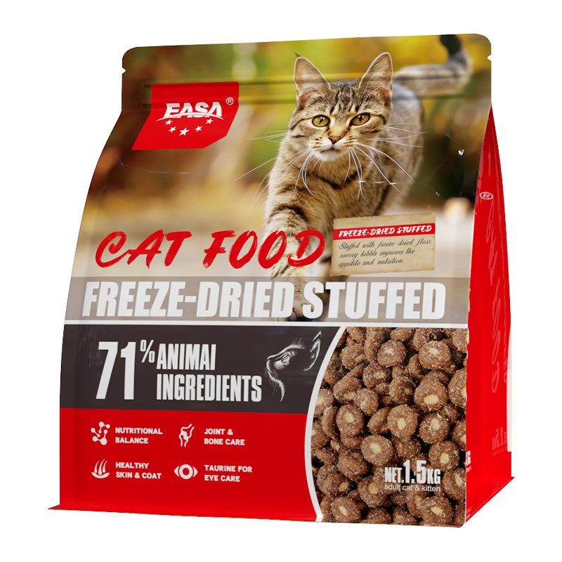 Dry Cat Staple Pet Food 1.5kg Manufacturer OEM&ODM High Protein Freeze Dried Savory Kibble Private Label