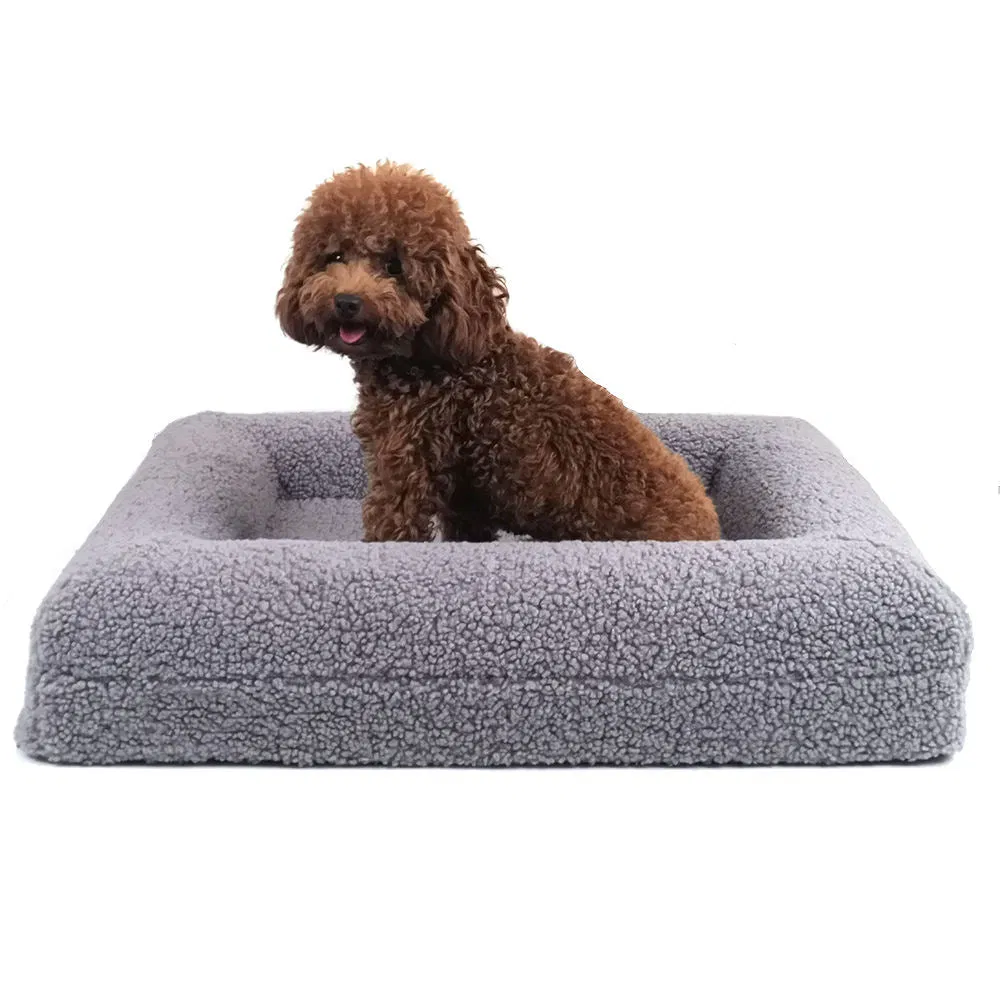 Water Channel Shaped Loop-Pile Non-Slip Bottom Sponge Dog Bed Dog Therapy