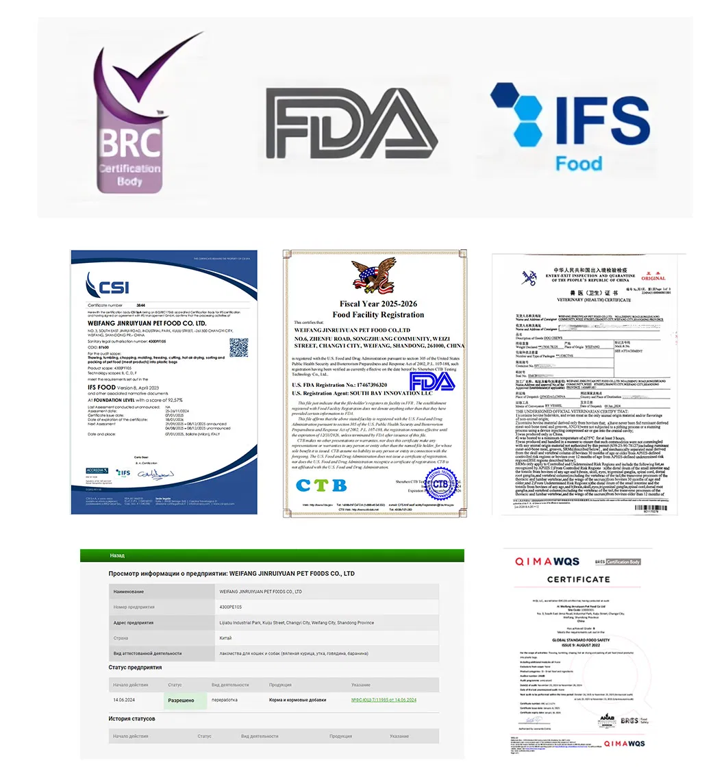 FDA IFS BRC Certifications