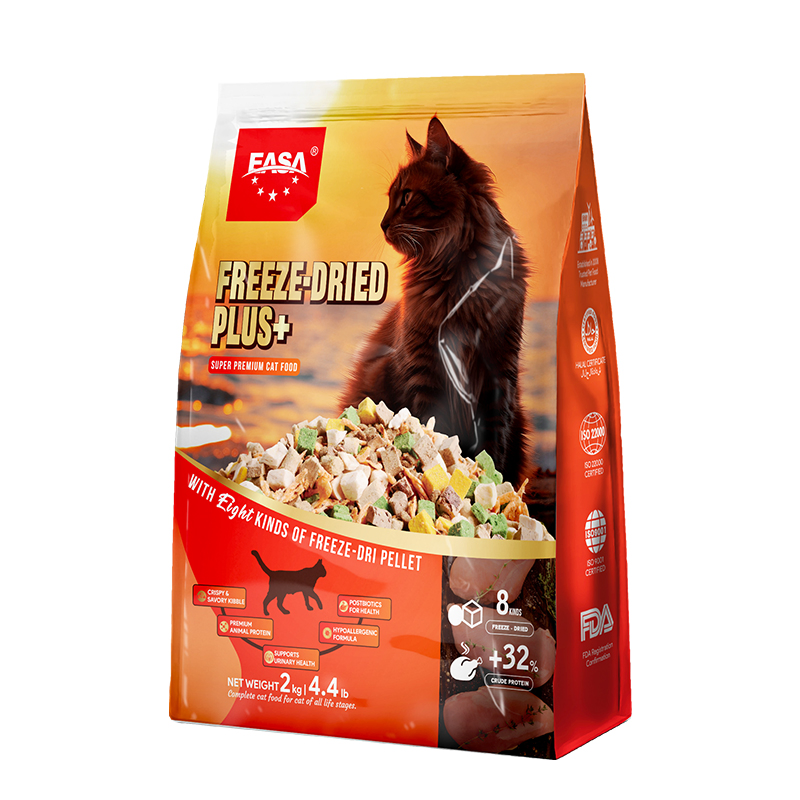 Dry Cat Food 2kg/Bag Premium Pet Staple Food Savory Kibble Grain-Free Various Freeze Dried OEM