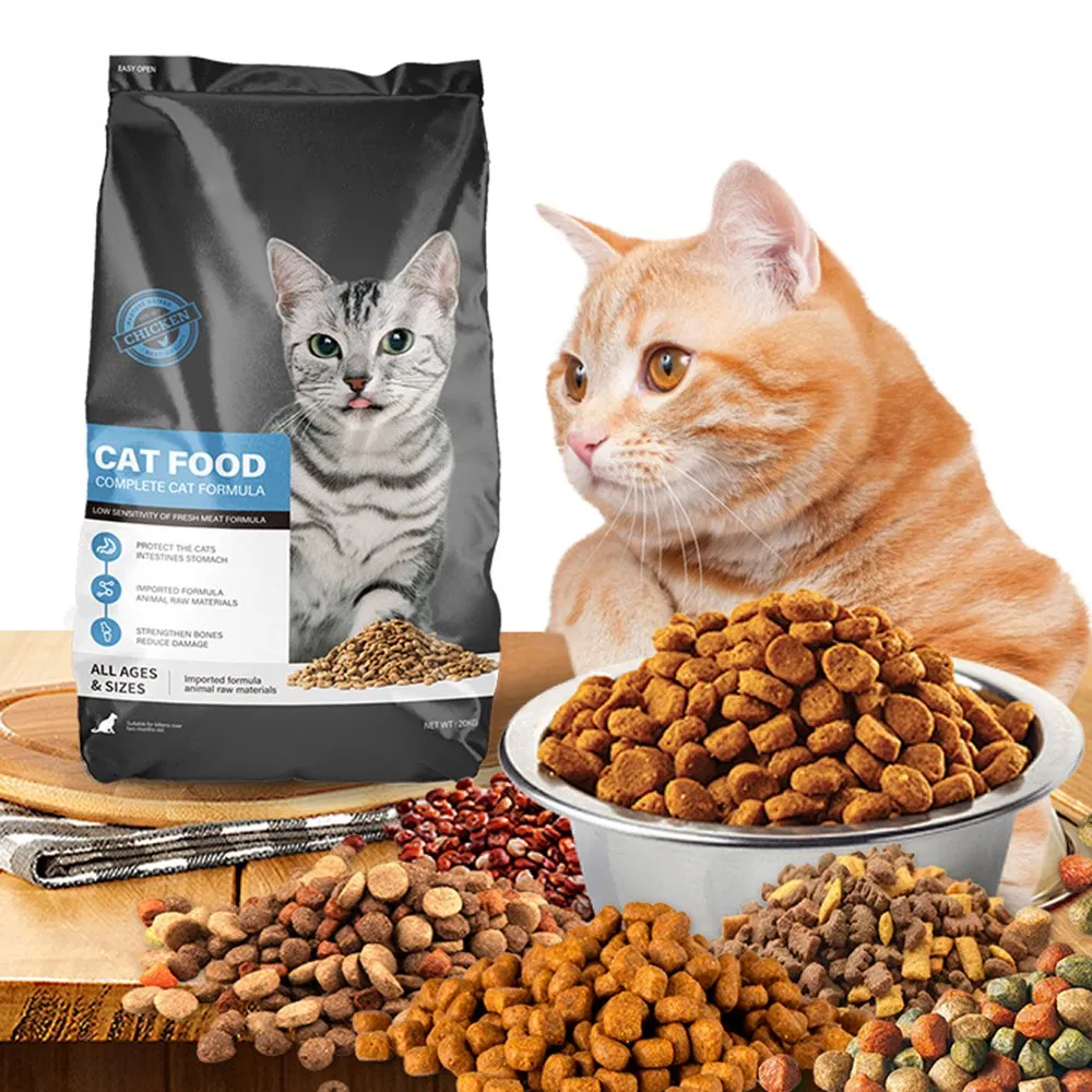 Wholesale Cat Food Factory Exports 10kg High Protein Pet Food Raw Chicken Flavors Fish Shapes All Age Cat Dry Food