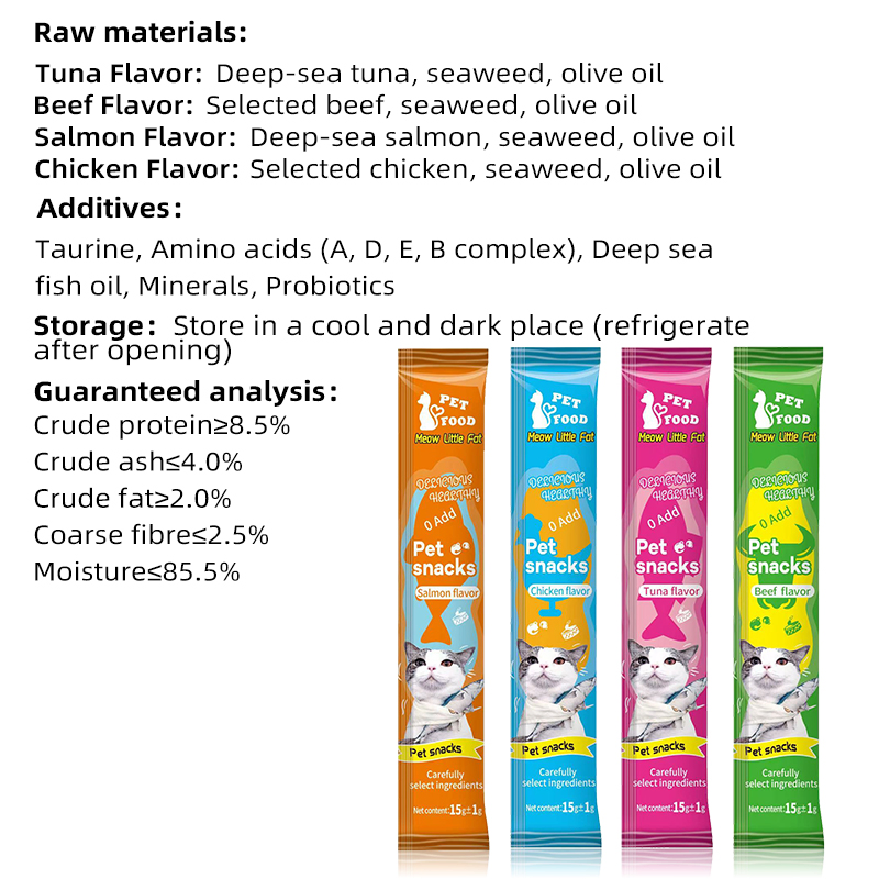 Chicken Flavor High Protein Nutritious Wet Cat Strips Food Pet Snack Food