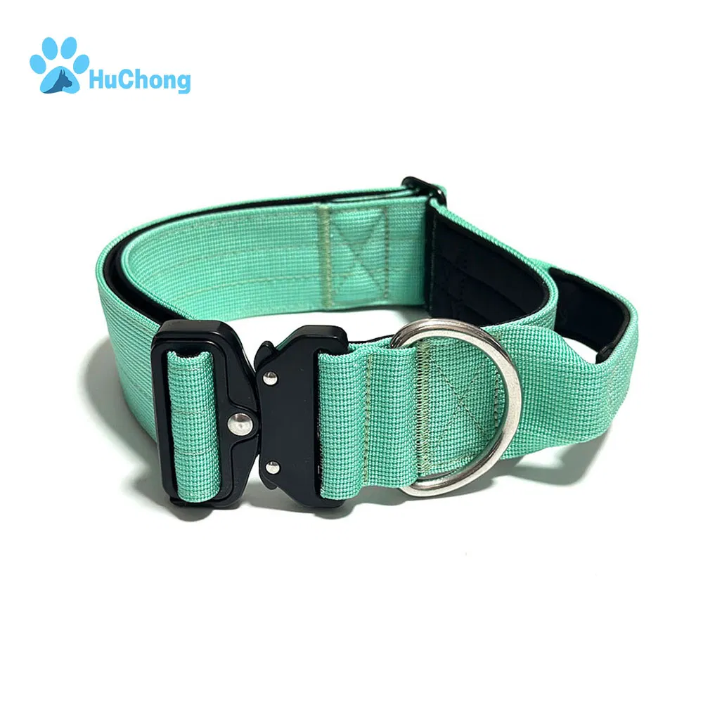 4cm Coleira Tática de Nylon Luxuosa e Confortável, Ajustável, com Almofada de Neoprene Macio, Fivela de Metal de Liberação Rápida, para Cães Grandes