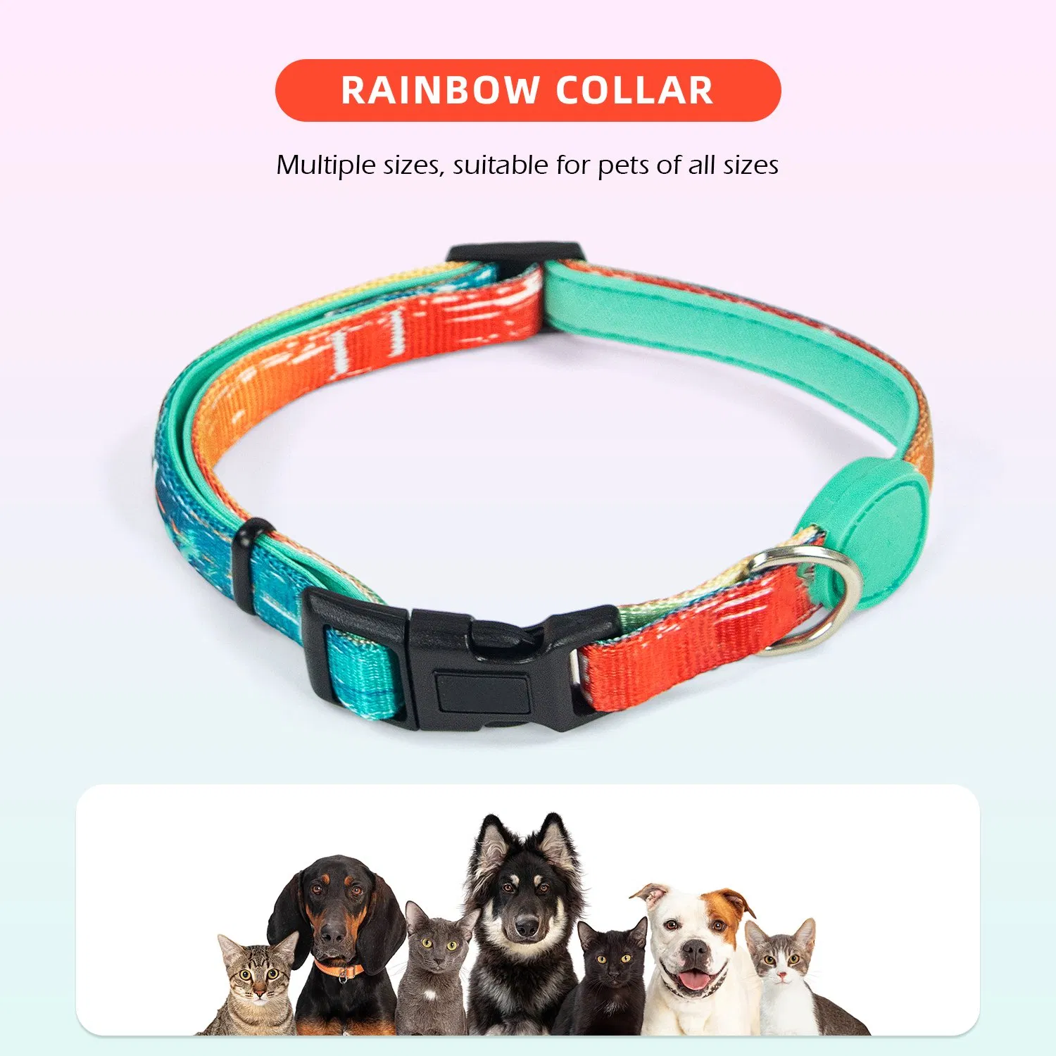 Coleiras para cães respiráveis, retráteis e duráveis, coleira calmante personalizada para cães com fivela de liberação rápida