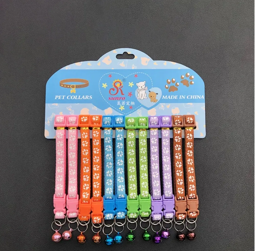 colar de gato retrátil de nylon colorido popular e barato em estoque