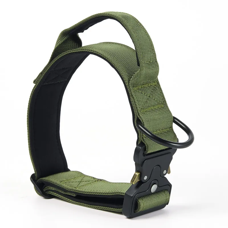 Coleiras Táticas Personalizadas para Cães, Ajustáveis, Coleira de Cão Pesada com Fivela de Metal e Alça de Controle