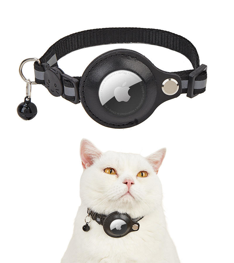 Acessórios para Animais de Estimação Coleira Refletiva Ajustável para Gato com Suporte para Air Tag