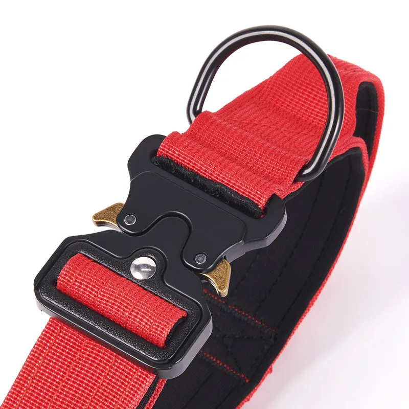 Coleiras Táticas Personalizadas para Cães, Ajustáveis, Coleira de Cão Pesada com Fivela de Metal e Alça de Controle