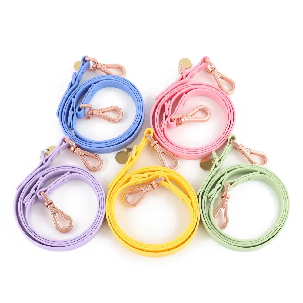 Conjunto de Luxo de Guia para Cães à Prova d'Água em PVC com Padrão Personalizado, Coleira e Guia de Nylon para Mãos Livres