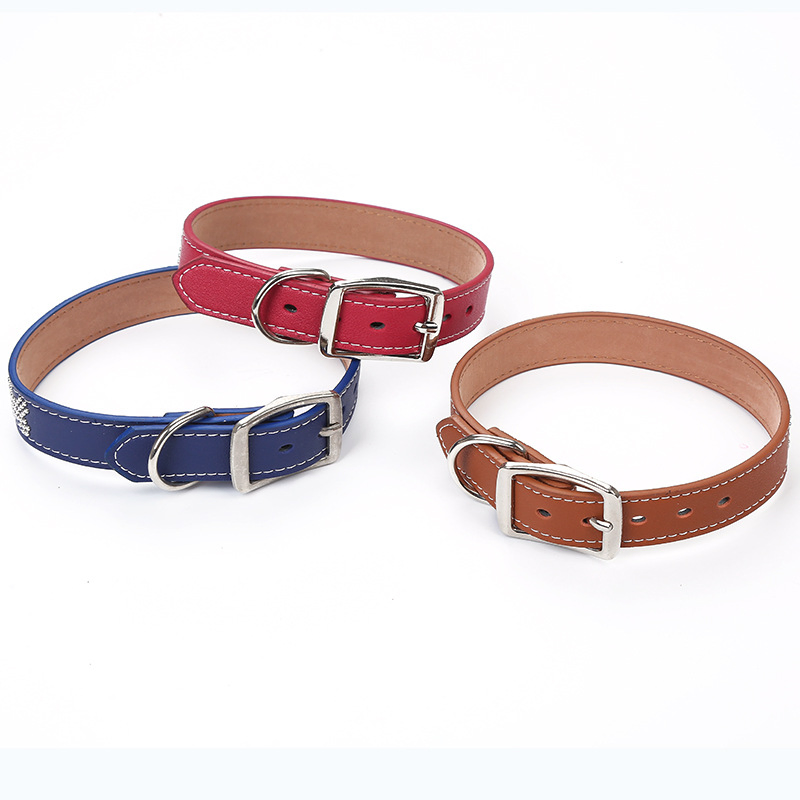 Coleira de Cão F&T Moda Atacado Acessórios para Animais de Estimação Opções de Cores Coleira de Couro Personalizada