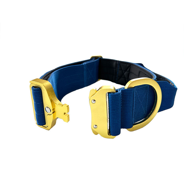 Colar de Cão Tático de Luxo Ajustável de Nylon Neoprene Macio com Almofada de Alumínio e Alça Personalizado 2 Polegada com Logotipo