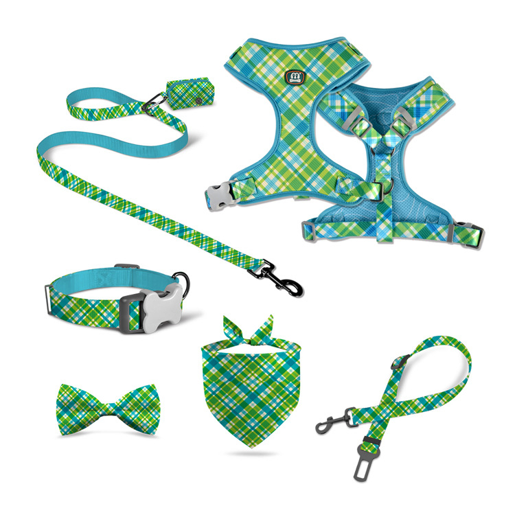 Conjunto de Coleira, Guia e Arnês para Cachorro Sem Puxar Acessórios Personalizados para Cães