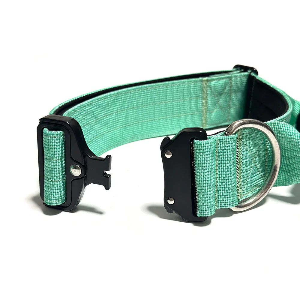 4cm Coleira Tática de Nylon Luxuosa e Confortável, Ajustável, com Almofada de Neoprene Macio, Fivela de Metal de Liberação Rápida, para Cães Grandes