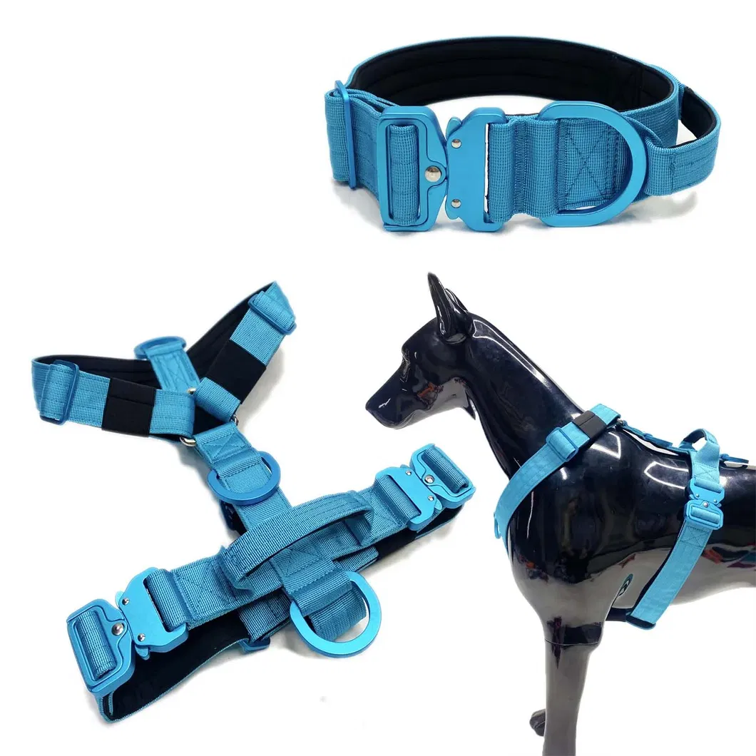 Conjunto de Coleira e Peitoral Tático Personalizado de Alta Qualidade para Cães