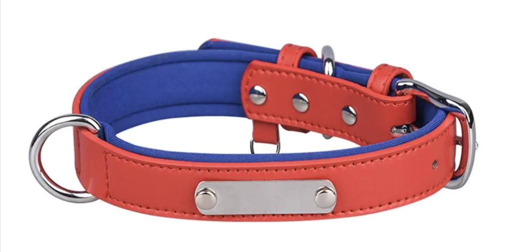 Coleira para cachorro resistente em couro, respirável, personalizada em cores