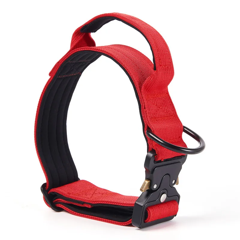Coleiras Táticas Personalizadas para Cães, Ajustáveis, Coleira de Cão Pesada com Fivela de Metal e Alça de Controle