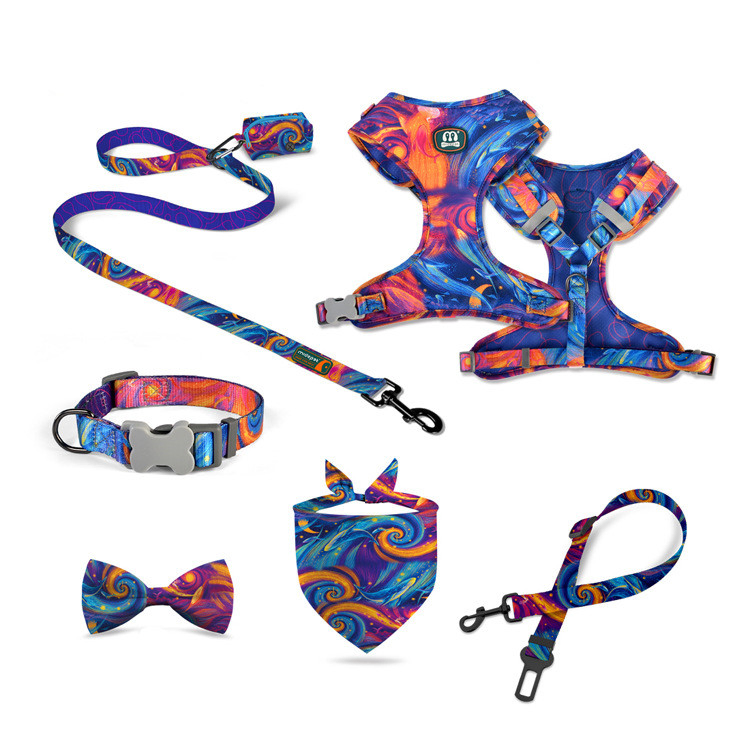 Conjunto de Coleira, Guia e Arnês para Cachorro Sem Puxar Acessórios Personalizados para Cães