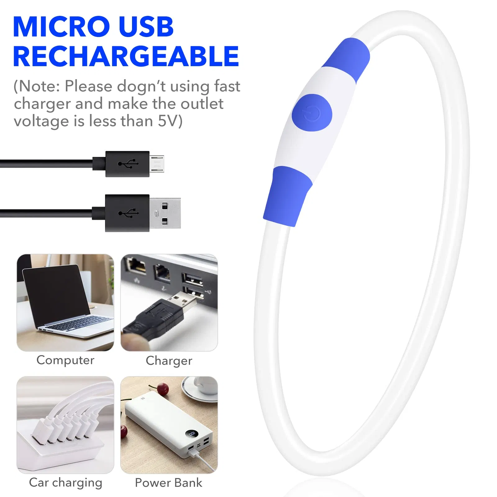 Colar de Cão Personalizado em TPU com LED, Tamanhos P, M e G, Recarregável por USB, Fácil de Cortar