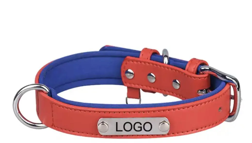Coleira para cachorro resistente em couro, respirável, personalizada em cores