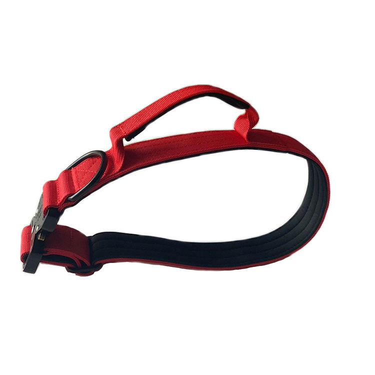 Coleira Tática de Nylon Macio com Fivela de Metal Ajustável e Durável, Reforçada em Neoprene com Alça K9 para Cães