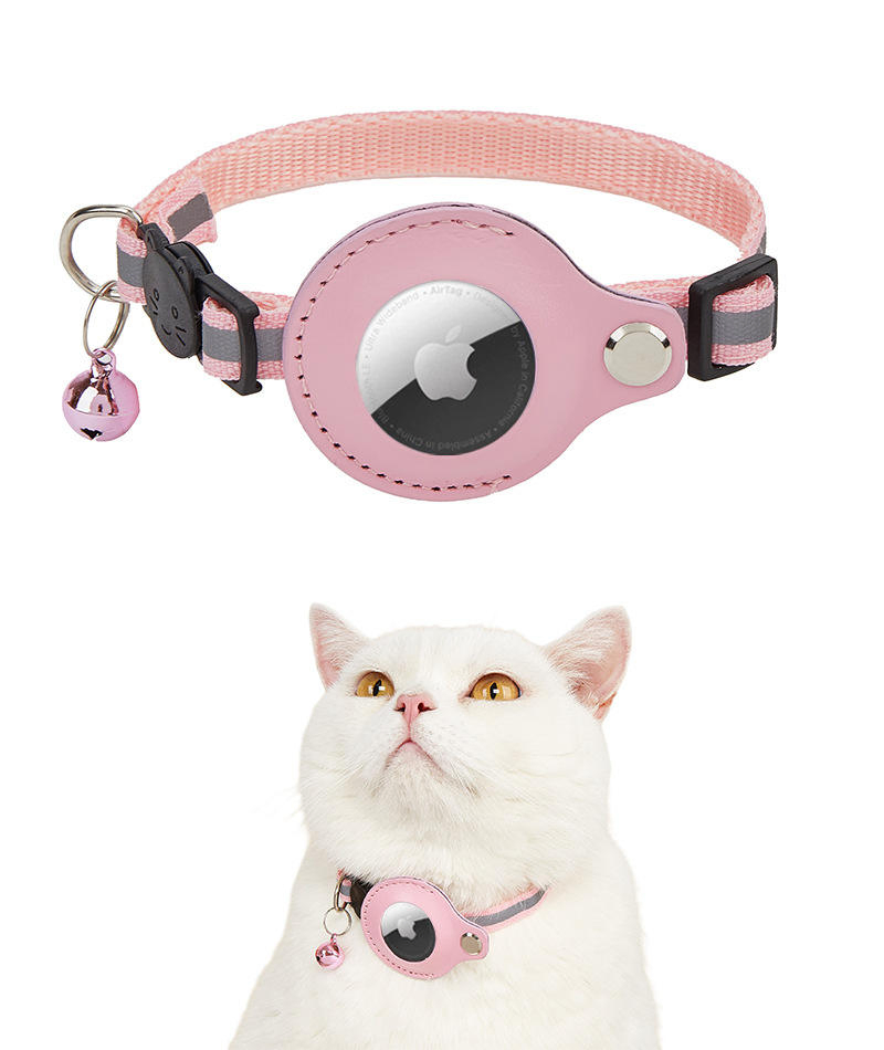 Acessórios para Animais de Estimação Coleira Refletiva Ajustável para Gato com Suporte para Air Tag