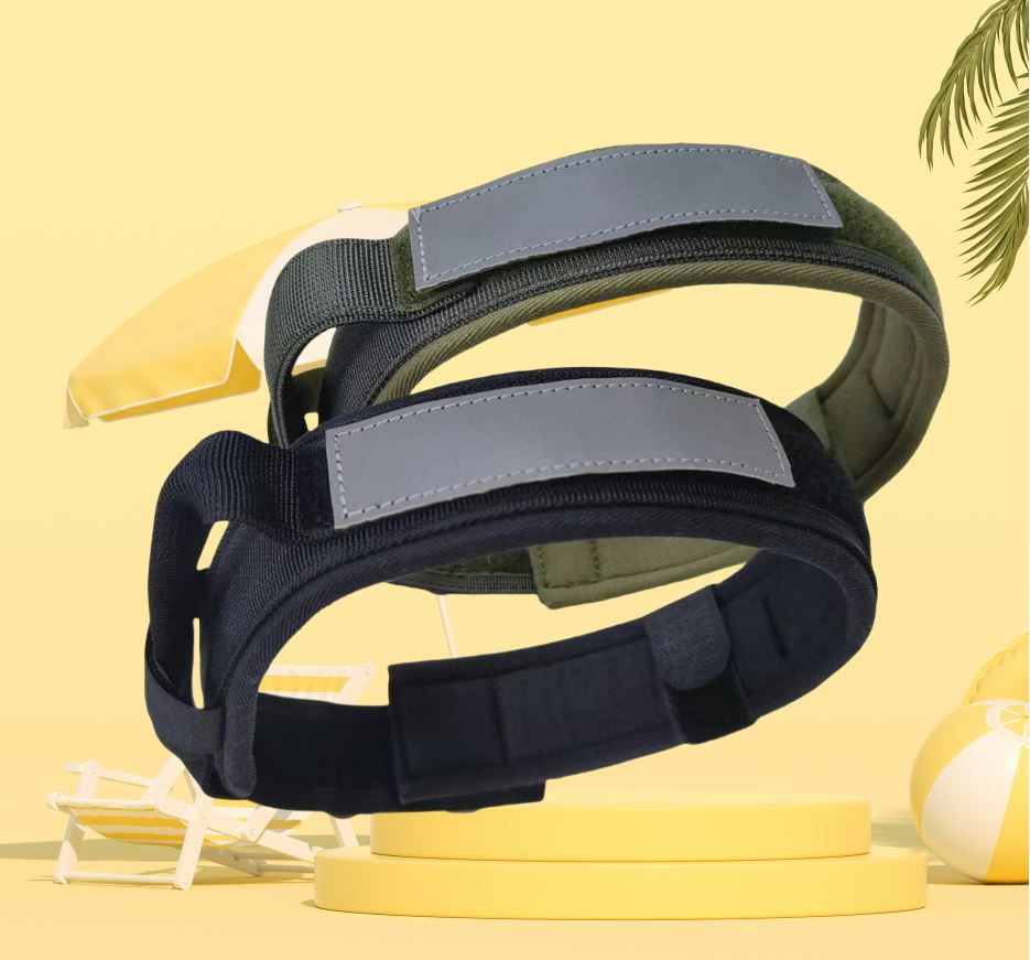 Colar de Cão Tático de Nylon Personalizado em Neoprene com Fecho de Gancho e Laço Refletivo Luxuoso para Animais de Estimação com Fivela de Sapo Dourada