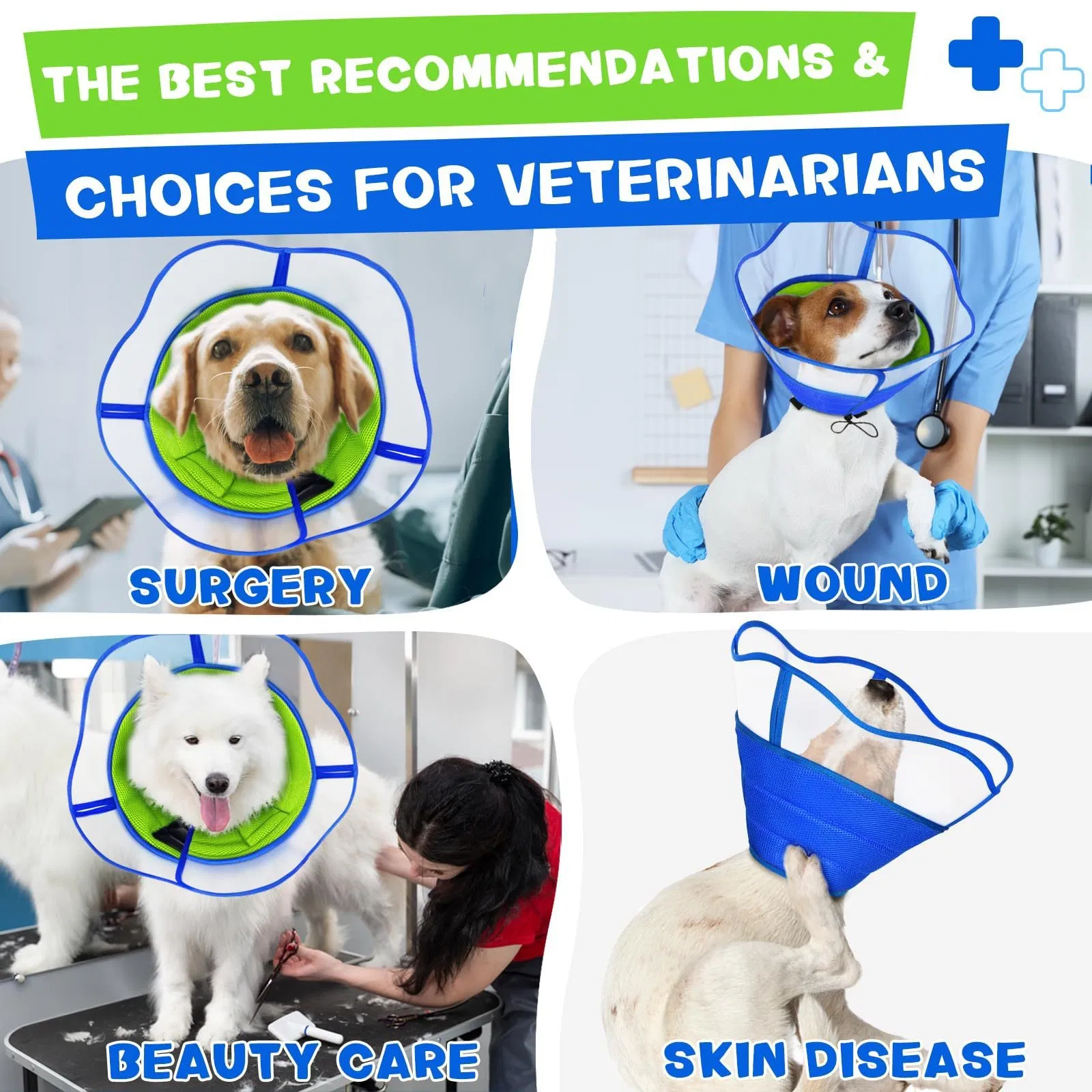 Collar Elizabeth em Padrão DOT - Ideal para Cuidados com Animais de Estimação Pós-Cirurgia