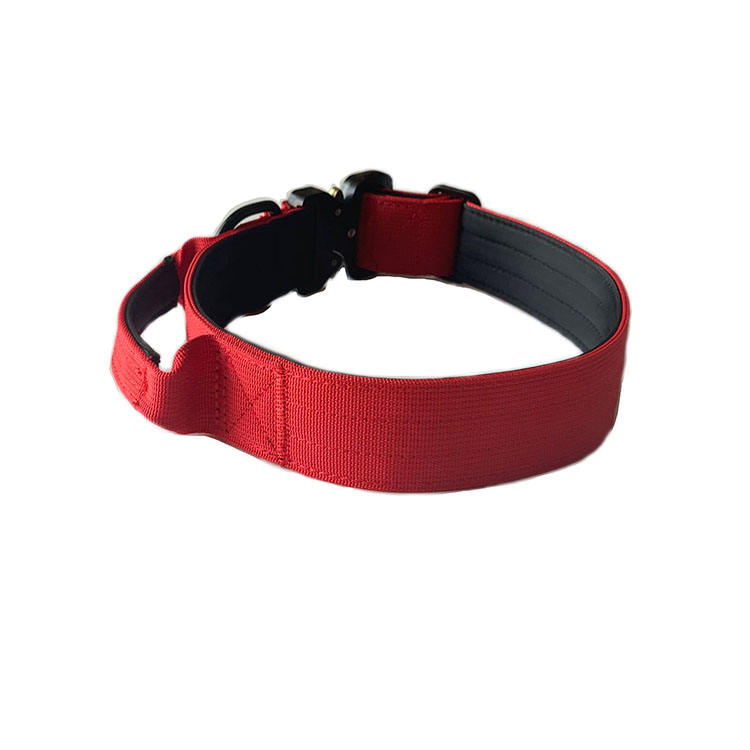 Coleira Tática de Nylon Macio com Fivela de Metal Ajustável e Durável, Reforçada em Neoprene com Alça K9 para Cães