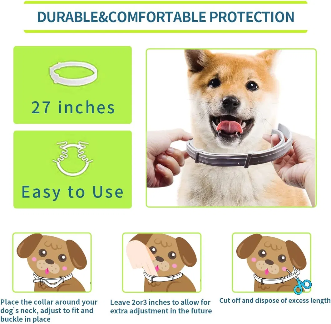 Coleira Antipulgas para Cães, Ajustável e Impermeável, Coleira de Tratamento Antipulgas e Carrapatos com Alta Avaliação, Atacado 4/6/8 Meses de Proteção