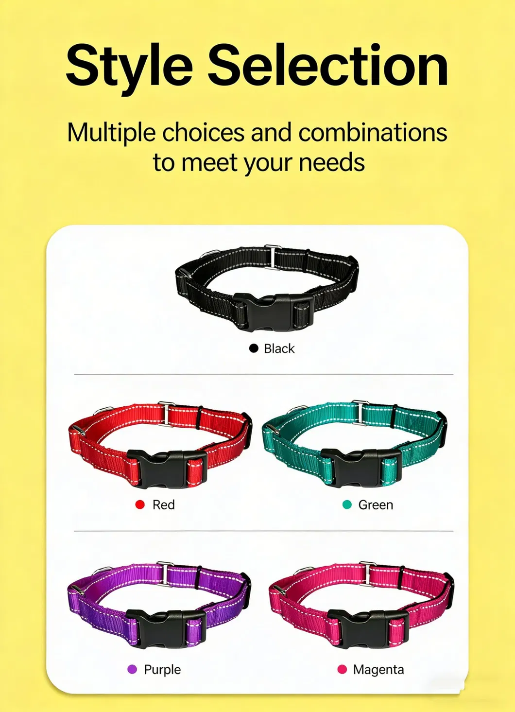 Coleira de Cão Clássica Personalizada Barata de Nylon com Fivela de Fabricante de Produtos para Animais de Estimação com Fitas Personalizadas Sólidas para Passear o Cão