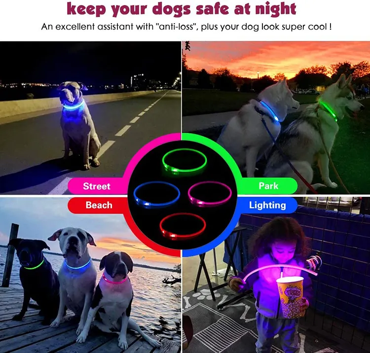 Colar de Cão Personalizado em TPU com LED, Tamanhos P, M e G, Recarregável por USB, Fácil de Cortar