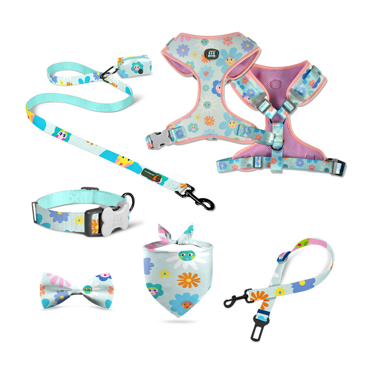 Conjunto de Coleira, Guia e Arnês para Cachorro Sem Puxar Acessórios Personalizados para Cães