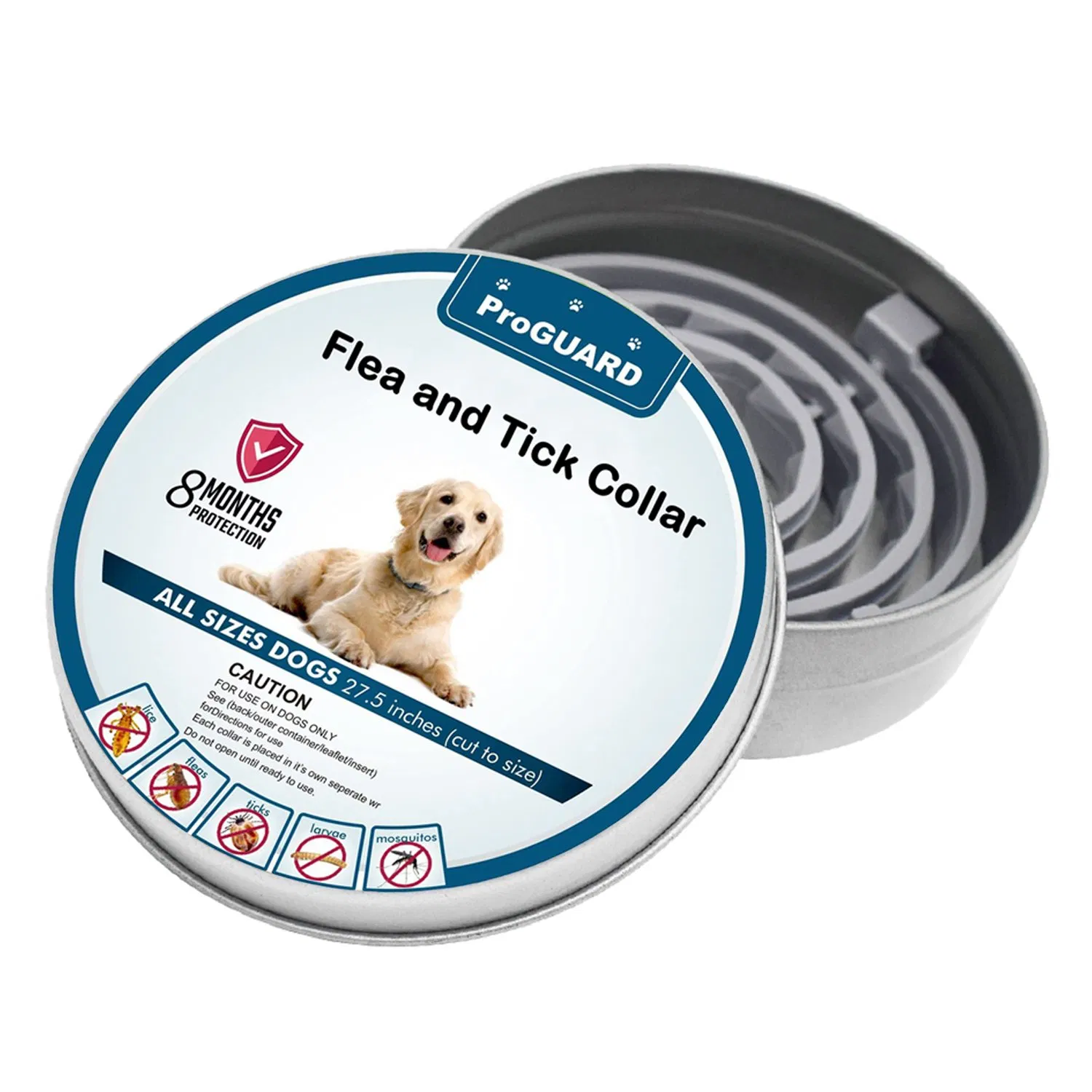 Coleira Antipulgas para Cães, Ajustável e Impermeável, Coleira de Tratamento Antipulgas e Carrapatos com Alta Avaliação, Atacado 4/6/8 Meses de Proteção