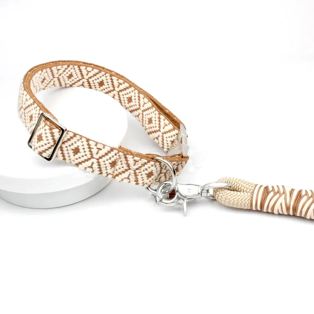Conjunto de Coleira e Guia para Cães de Novo Design Luxuosa Trançada à Mão Guia Sem Mãos