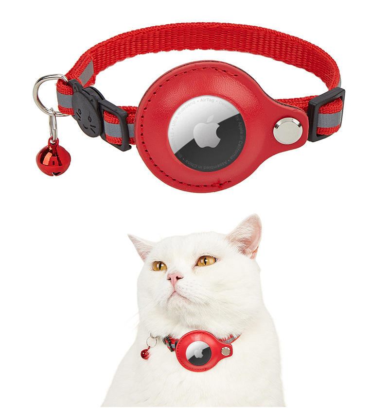 Acessórios para Animais de Estimação Coleira Refletiva Ajustável para Gato com Suporte para Air Tag