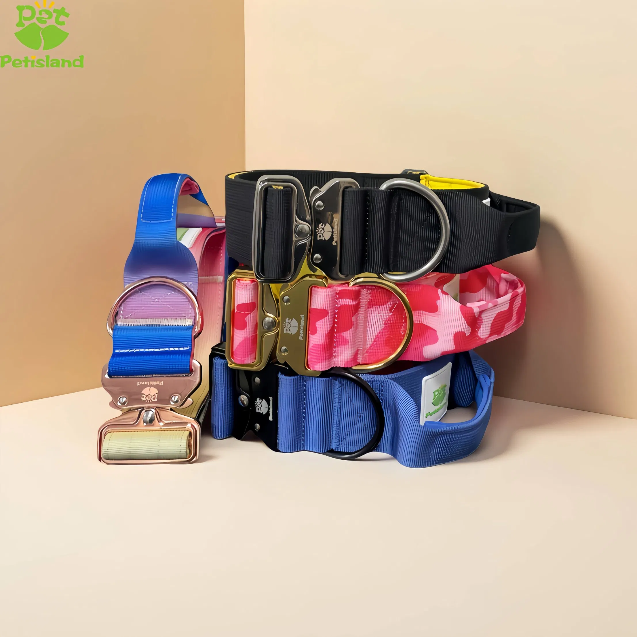 Coleira Tática Personalizada por Atacado Petisland com Alça, Durável e Ajustável, Estilo de Caça, Coleira Confortável com Forro de Neoprene para Cães Grandes
