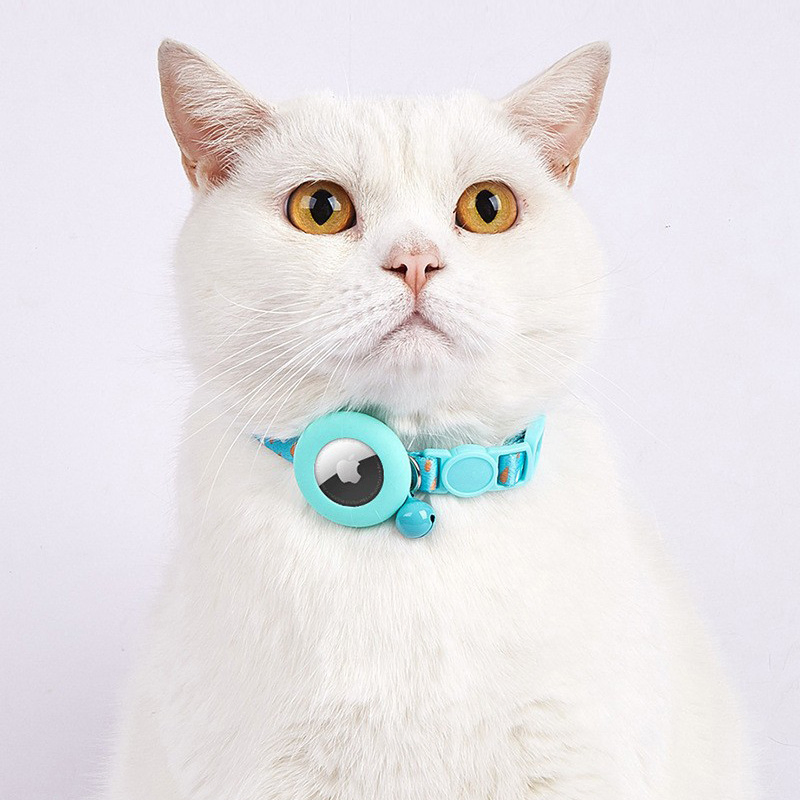 Colar de Gato GPS com Air Tag Atualizado, Suporte para Air Tag e Sino, Faixa Elástica de Segurança, Colares para Gato com Rastreador