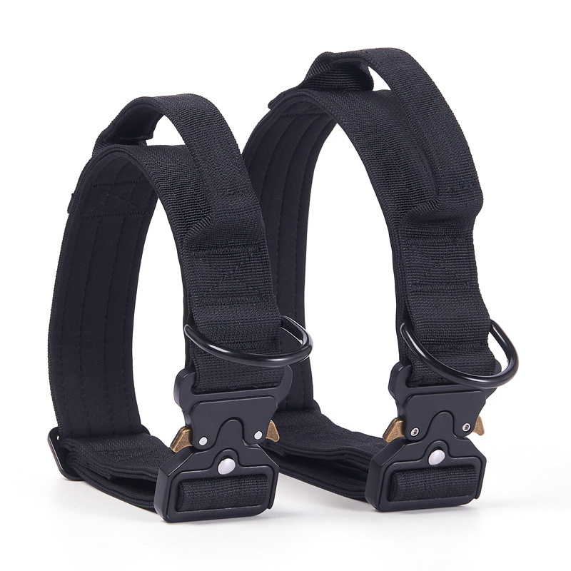 Coleiras Táticas Personalizadas para Cães, Ajustáveis, Coleira de Cão Pesada com Fivela de Metal e Alça de Controle