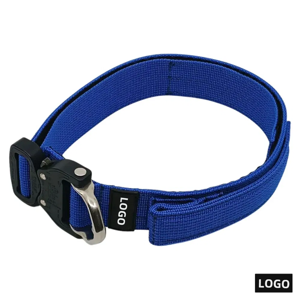 Produto para animais de estimação com logotipo personalizado, coleira tática de nylon de alta qualidade, fivela de metal durável, coleira para cães para treinamento ao ar livre e passeios