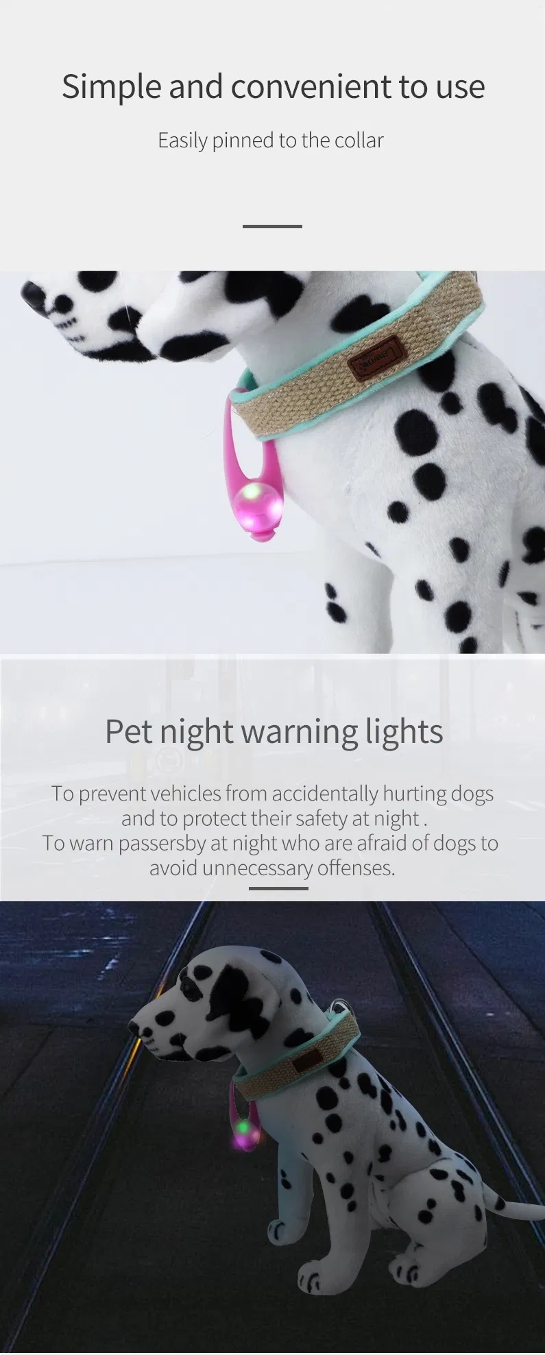 Novo Design Natal Noite Segurança Silicone Piscando Brilho Clip-on Cão Marca Pingente Gato Etiqueta LED Luz Coleira Pet
