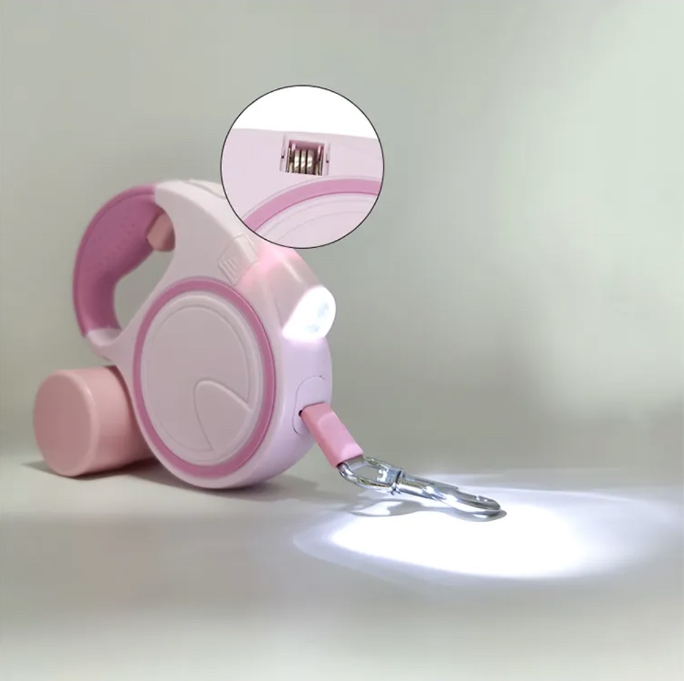 Coleira Retrátil Automática de Luxo com Luz LED para Cães