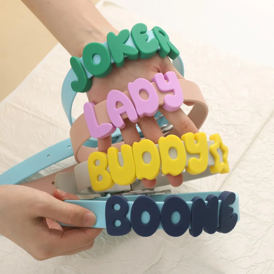 Colar de Silicone Personalizado para Cachorro com Nome, Coleira Pastel para Filhote, Coleira à Prova d'Água para Cães