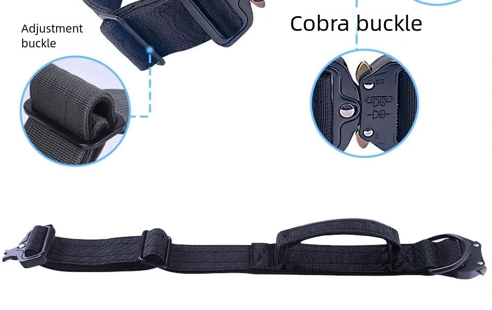 Coleira de Cão Macia Almofadada com Alça de Nylon para Cães Médios a Grandes Estilo Tático de Alta Resistência