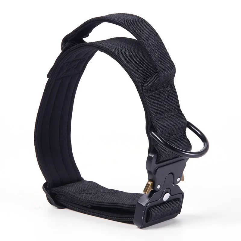 Coleiras Táticas Personalizadas para Cães, Ajustáveis, Coleira de Cão Pesada com Fivela de Metal e Alça de Controle