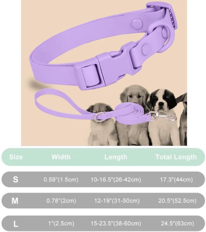 Conjunto de Coleira e Guia para Cachorro à Prova d'Água Ajustável Durável de Borracha Macia PVC