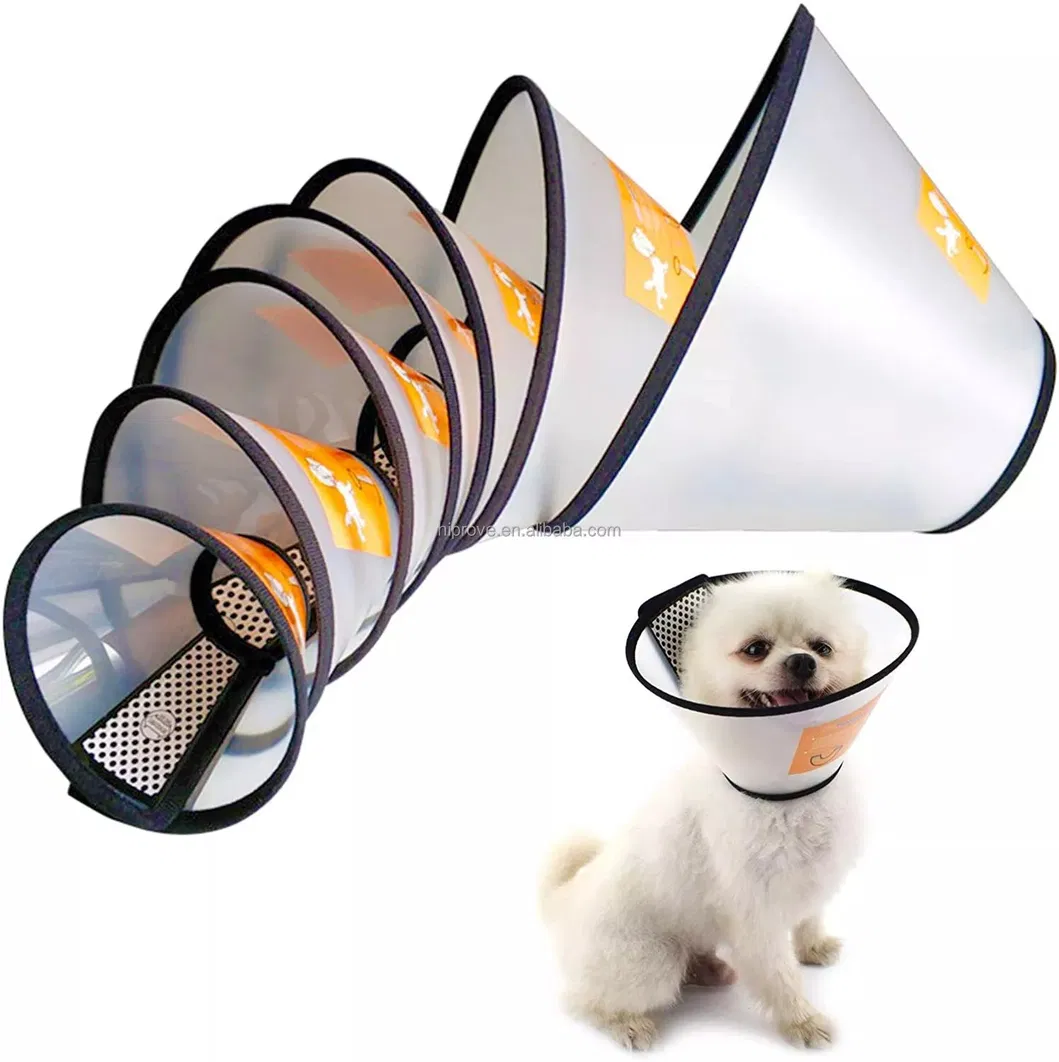 Coleira Protetora de Couro Nylon LED com Padrão para Cães e Gatos, Coleira de Recuperação para Treinamento, Colar Elizabethano